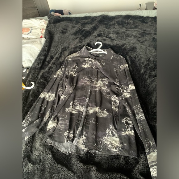 H&M button up shirt long sleeve silky ish - Picture 2 of 3